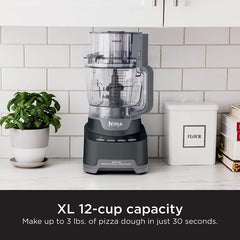 TorqueGrind NF705BRN Professional XL Food Processor, Storage Box, 1200 Peak-Watts, 4-in-1, Chopping, Slicing/Shredding, Purees, Dough, 12-Cup Processor Bowl, 2 Blades & 2 Discs, Feed Chute/Pusher, Black