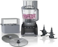 TorqueGrind NF705BRN Professional XL Food Processor, Storage Box, 1200 Peak-Watts, 4-in-1, Chopping, Slicing/Shredding, Purees, Dough, 12-Cup Processor Bowl, 2 Blades & 2 Discs, Feed Chute/Pusher, Black