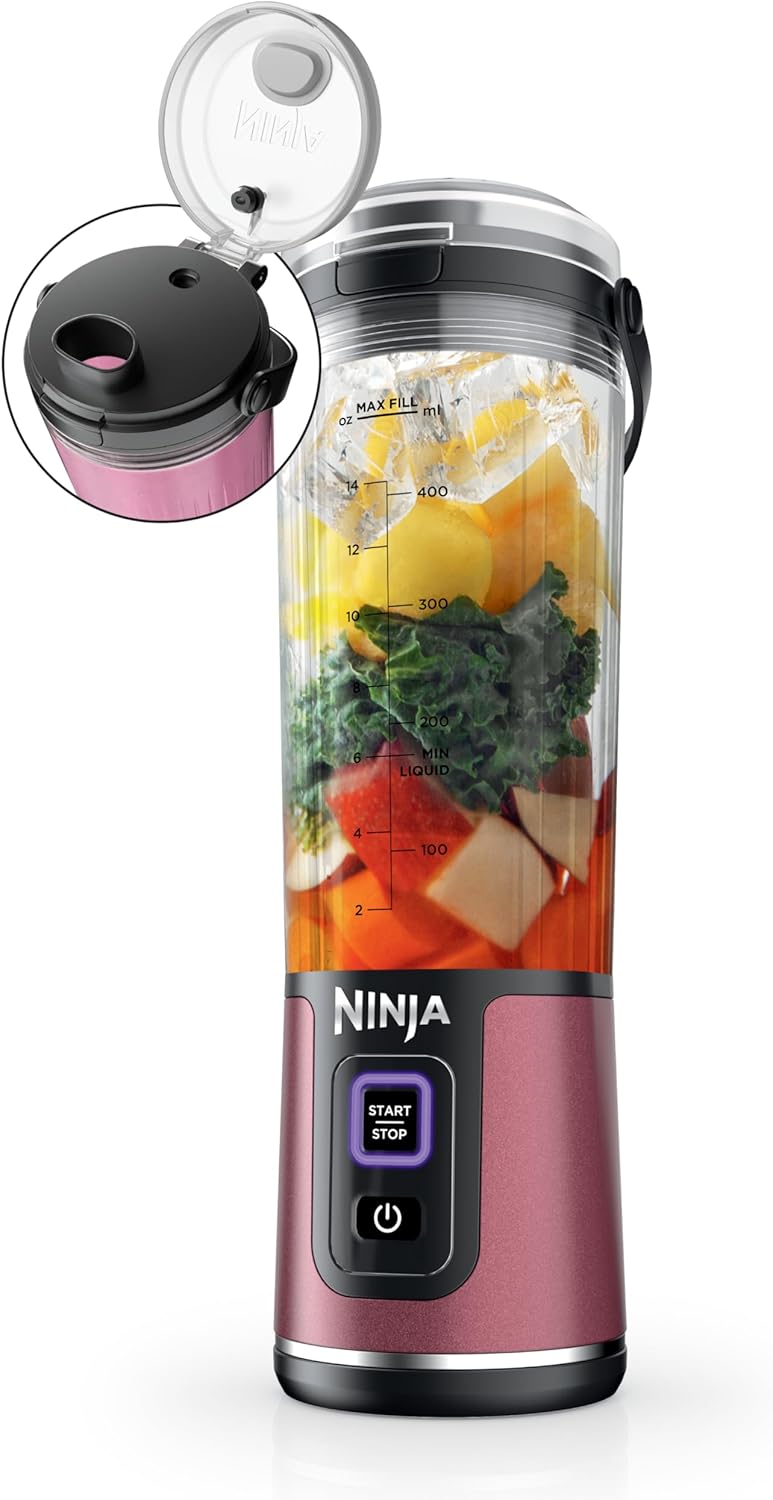TorqueGrind BC151PR Blast Portable Blender, Cordless, 18oz. Vessel, Personal Blender-for Shakes & Smoothies, BPA Free, Leakproof-Lid & Sip Spout, USB-C Rechargeable, Dishwasher Safe Parts, Passion Fruit
