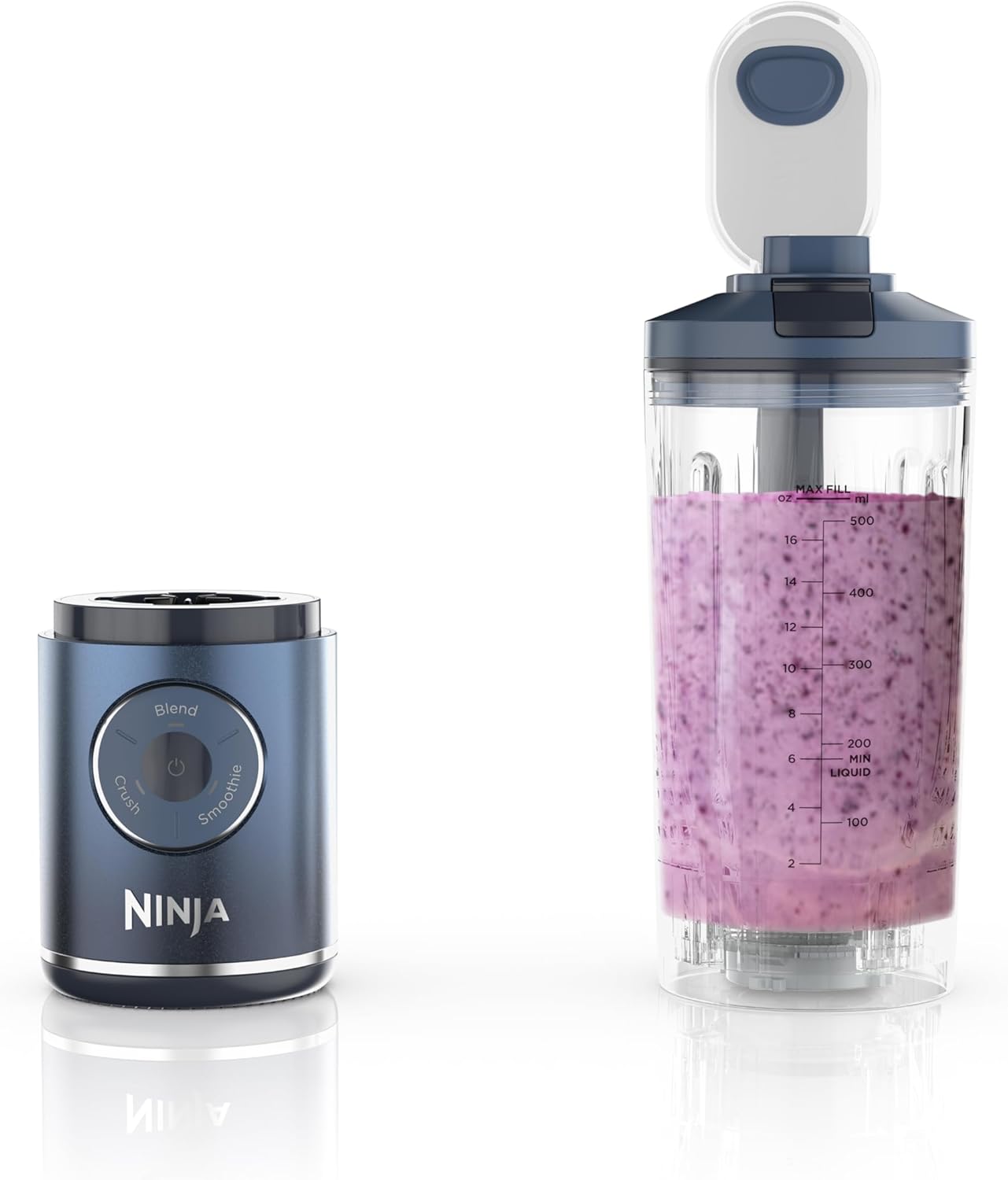 TorqueGrind Blast Max, Portable Blender + Twist & Go, Personal Blender, Ninja Blender, Smoothie, Blend, Ice Crush, 3 Programs, Cordless, 22 oz removable Vessel, Dishwasher Safe, Leakproof, Navy, BC251NV