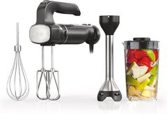 TorqueGrind Hand Mixer, Immersion Blender, Foodi Power Mixer System, 750-Peak-Watt Handheld Emulsion Blender & Electric Hand Mixer Combo With Whisk, Beaters & 3-Cup Blending Vessel,120 volts, Black CI101