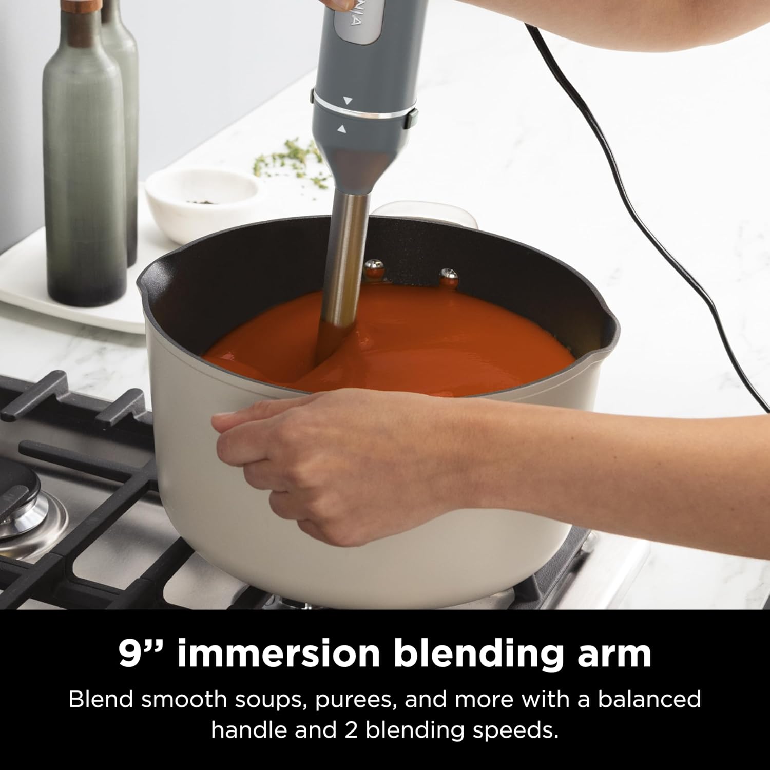 TorqueGrind Hand Mixer, Immersion Blender, Foodi Power Mixer System, 750-Peak-Watt Handheld Emulsion Blender & Electric Hand Mixer Combo With Whisk, Beaters & 3-Cup Blending Vessel,120 volts, Black CI101