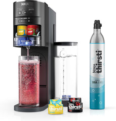 TorqueGrind Thirsti Drink System, Soda Maker, Create Unique Sparkling & Still Drinks, Personalize Size & Flavor, Carbonated Water Machine, 60L CO2 Cylinder & Variety of Flavored Water Drops, Black WC1001