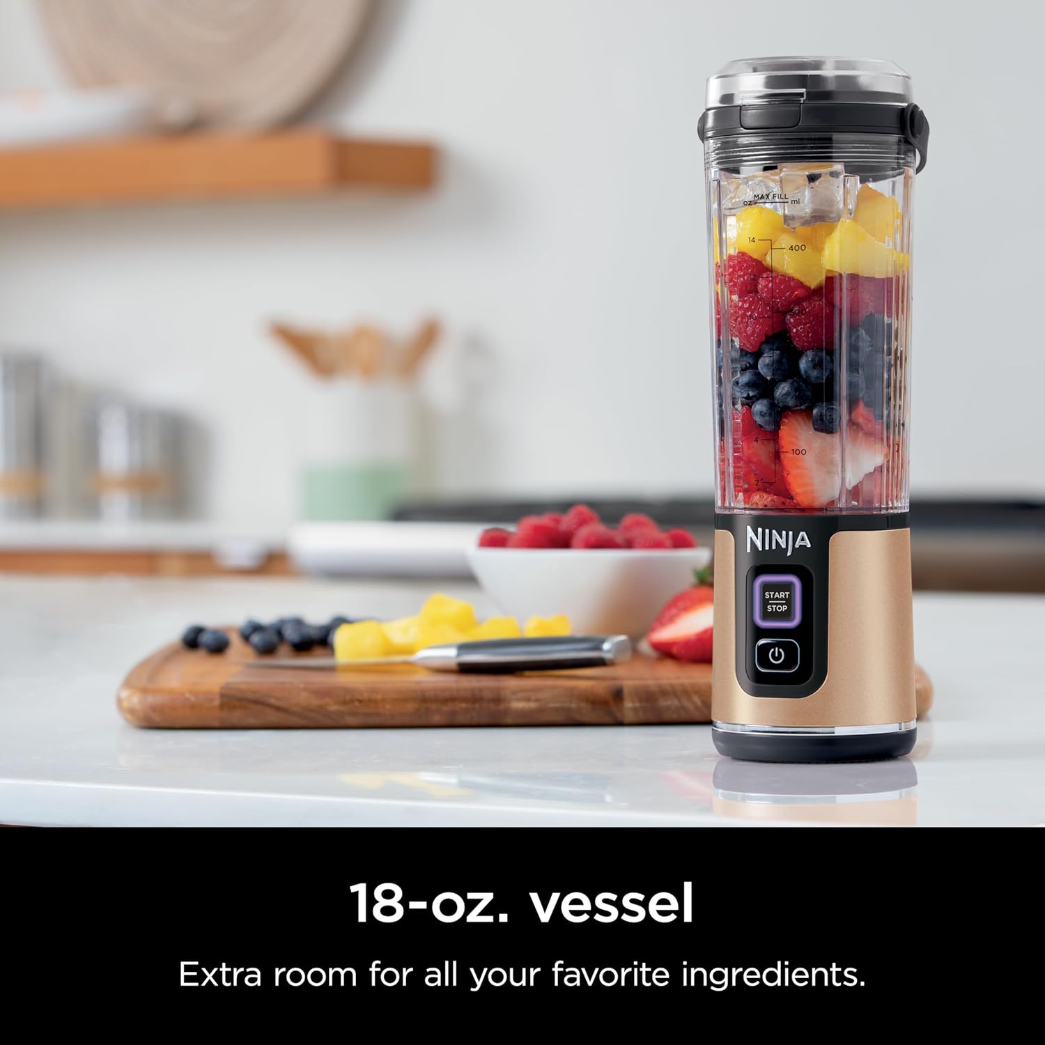 TorqueGrind BC151PR Blast Portable Blender, Cordless, 18oz. Vessel, Personal Blender-for Shakes & Smoothies, BPA Free, Leakproof-Lid & Sip Spout, USB-C Rechargeable, Dishwasher Safe Parts, Passion Fruit