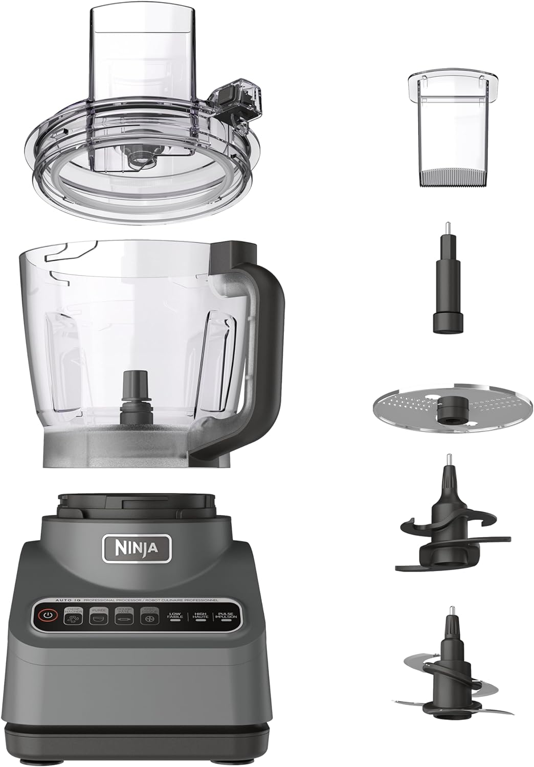 TorqueGrind NF705BRN Professional XL Food Processor, Storage Box, 1200 Peak-Watts, 4-in-1, Chopping, Slicing/Shredding, Purees, Dough, 12-Cup Processor Bowl, 2 Blades & 2 Discs, Feed Chute/Pusher, Black