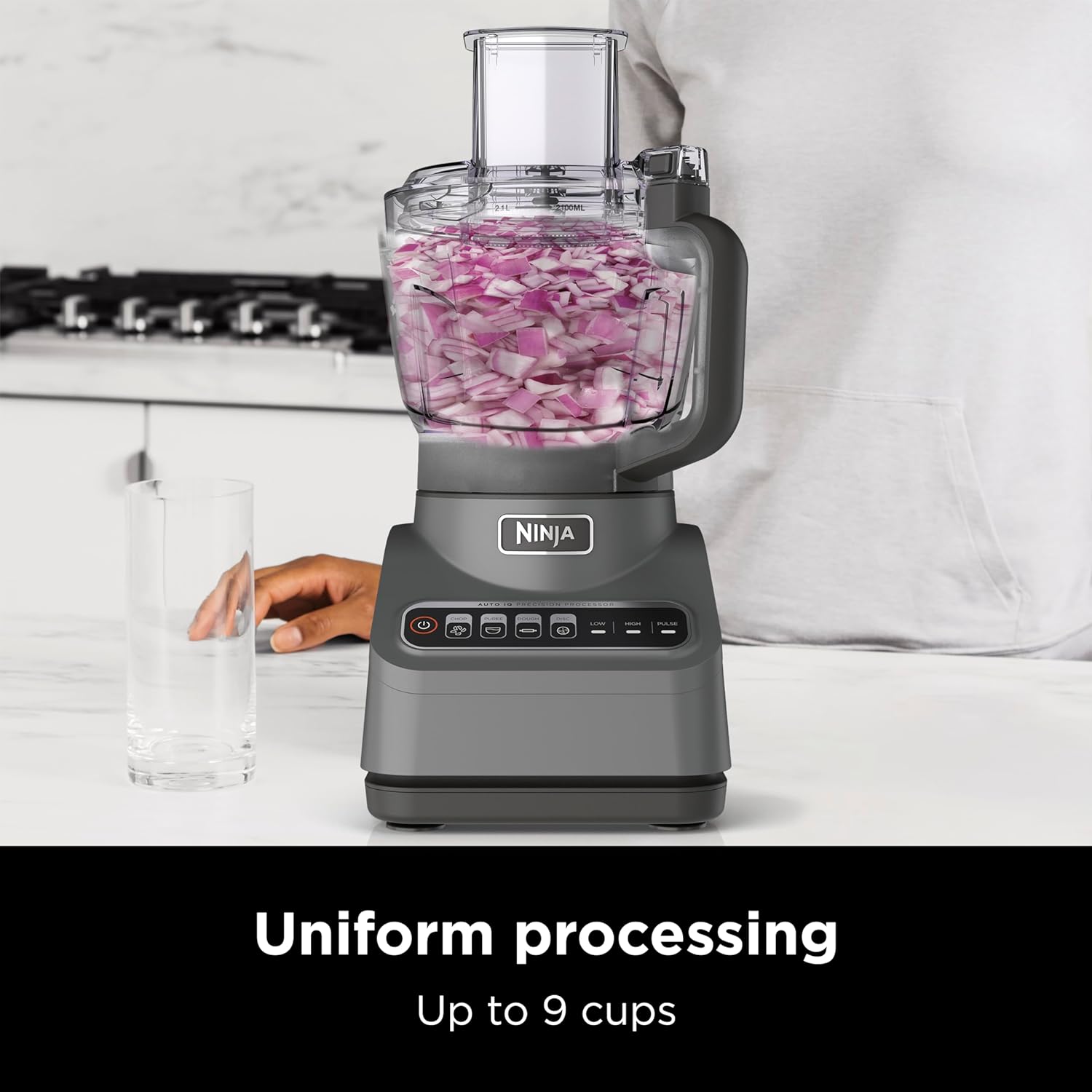 TorqueGrind NF705BRN Professional XL Food Processor, Storage Box, 1200 Peak-Watts, 4-in-1, Chopping, Slicing/Shredding, Purees, Dough, 12-Cup Processor Bowl, 2 Blades & 2 Discs, Feed Chute/Pusher, Black