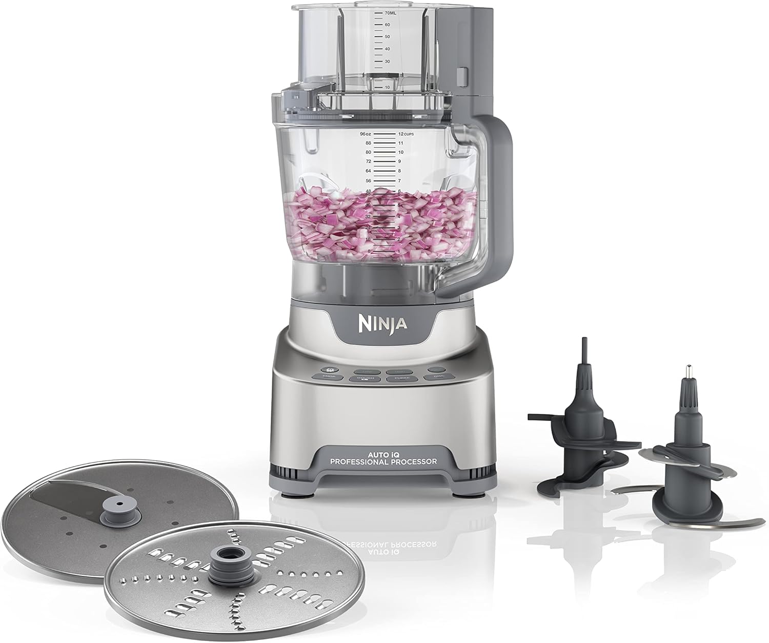 TorqueGrind NF705BRN Professional XL Food Processor, Storage Box, 1200 Peak-Watts, 4-in-1, Chopping, Slicing/Shredding, Purees, Dough, 12-Cup Processor Bowl, 2 Blades & 2 Discs, Feed Chute/Pusher, Black