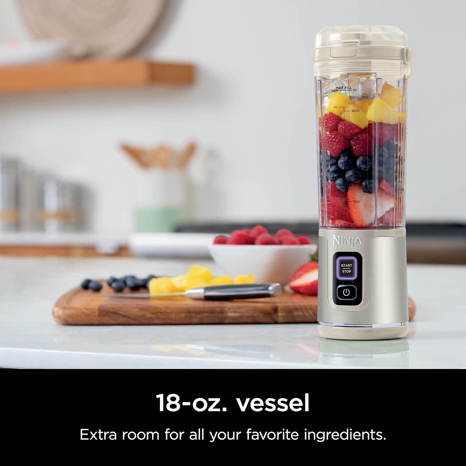 TorqueGrind BC151PR Blast Portable Blender, Cordless, 18oz. Vessel, Personal Blender-for Shakes & Smoothies, BPA Free, Leakproof-Lid & Sip Spout, USB-C Rechargeable, Dishwasher Safe Parts, Passion Fruit