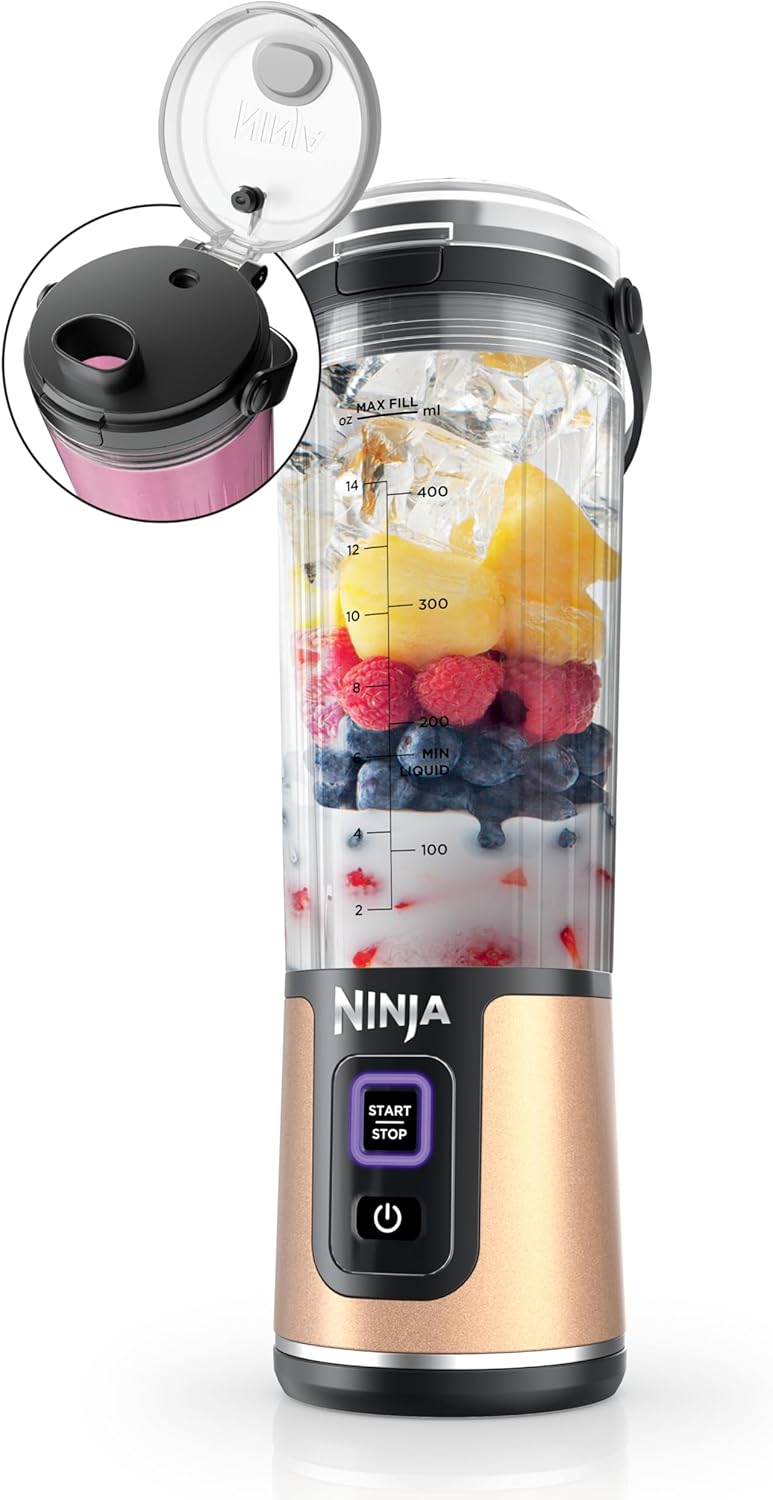 TorqueGrind BC151PR Blast Portable Blender, Cordless, 18oz. Vessel, Personal Blender-for Shakes & Smoothies, BPA Free, Leakproof-Lid & Sip Spout, USB-C Rechargeable, Dishwasher Safe Parts, Passion Fruit