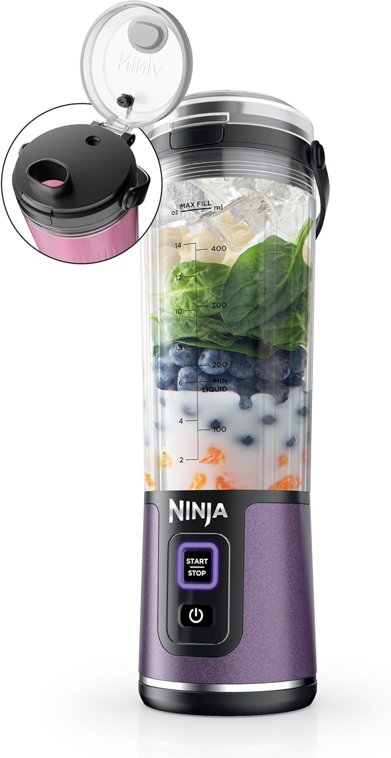 TorqueGrind BC151PR Blast Portable Blender, Cordless, 18oz. Vessel, Personal Blender-for Shakes & Smoothies, BPA Free, Leakproof-Lid & Sip Spout, USB-C Rechargeable, Dishwasher Safe Parts, Passion Fruit