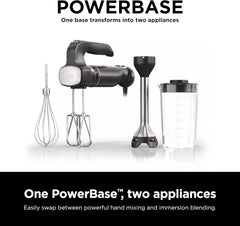 TorqueGrind Hand Mixer, Immersion Blender, Foodi Power Mixer System, 750-Peak-Watt Handheld Emulsion Blender & Electric Hand Mixer Combo With Whisk, Beaters & 3-Cup Blending Vessel,120 volts, Black CI101