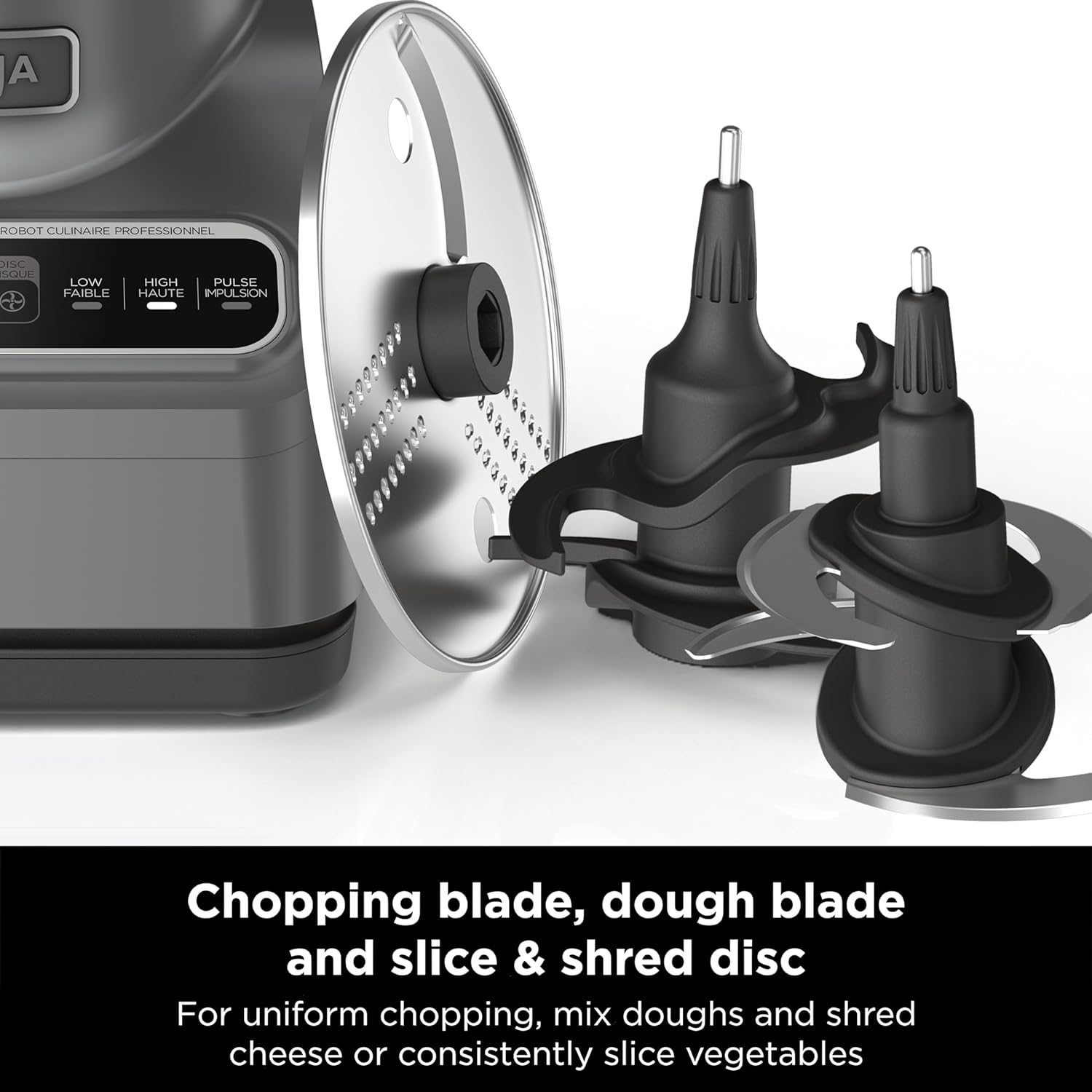 TorqueGrind NF705BRN Professional XL Food Processor, Storage Box, 1200 Peak-Watts, 4-in-1, Chopping, Slicing/Shredding, Purees, Dough, 12-Cup Processor Bowl, 2 Blades & 2 Discs, Feed Chute/Pusher, Black