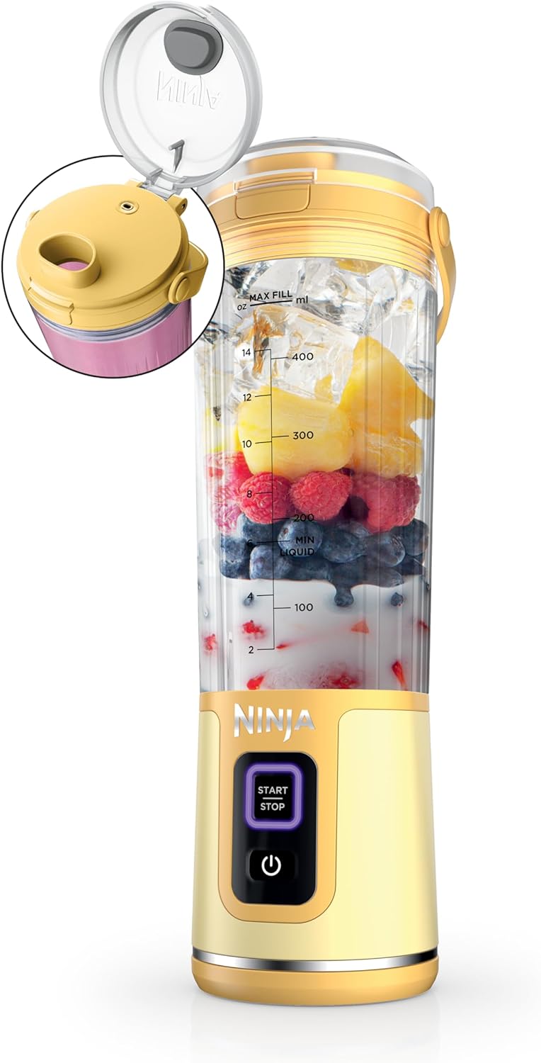 TorqueGrind BC151PR Blast Portable Blender, Cordless, 18oz. Vessel, Personal Blender-for Shakes & Smoothies, BPA Free, Leakproof-Lid & Sip Spout, USB-C Rechargeable, Dishwasher Safe Parts, Passion Fruit