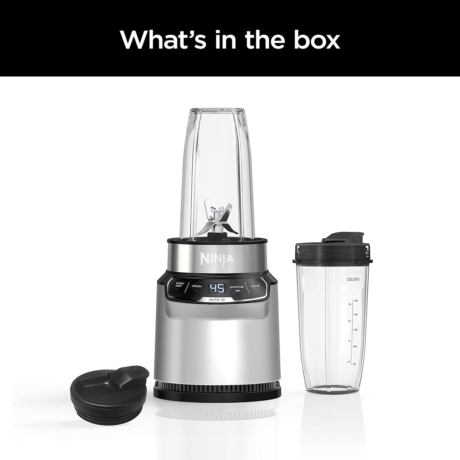 TorqueGrind BN301 Nutri-Blender Plus Compact Personal Blender, 900-Peak-Watt Motor, Frozen Drinks, Smoothies, Sauces & More, (3) 20 oz. To-Go Cups, (2) Spout-Lids (1) Storage-Lid, Dishwasher Safe, Silver