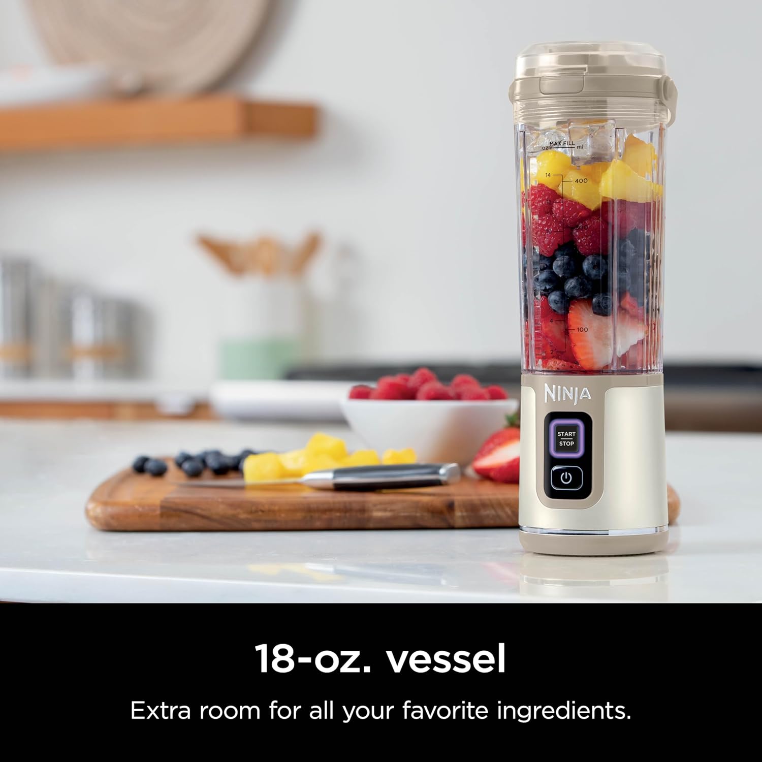 TorqueGrind BC151PR Blast Portable Blender, Cordless, 18oz. Vessel, Personal Blender-for Shakes & Smoothies, BPA Free, Leakproof-Lid & Sip Spout, USB-C Rechargeable, Dishwasher Safe Parts, Passion Fruit