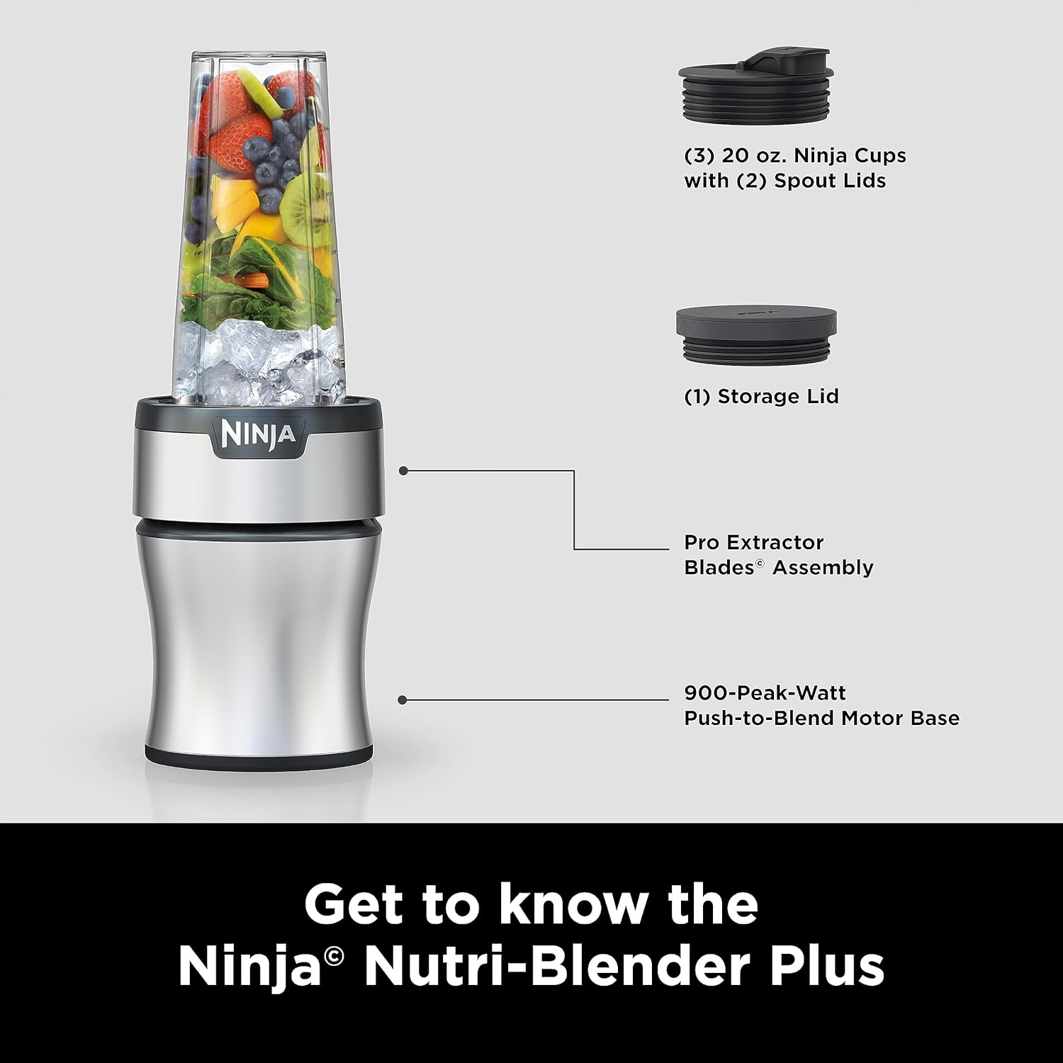 TorqueGrind Fit Compact Personal Blender, Portable Blender for-Smoothies, Shakes, Food Prep, and Frozen Blending, 700-Watt Base, (2) 16-oz. Cups and Spout Lids, Black QB3001SS