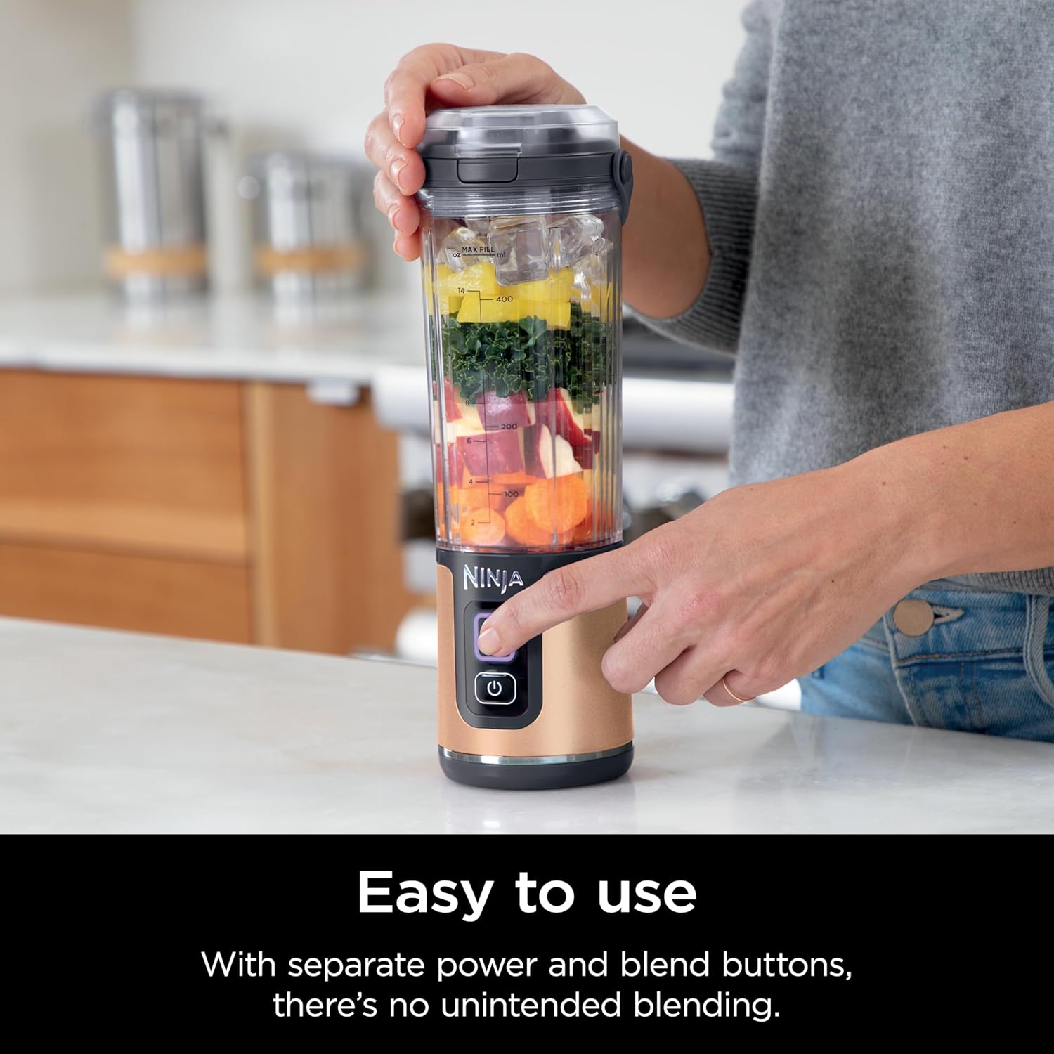 TorqueGrind BC151PR Blast Portable Blender, Cordless, 18oz. Vessel, Personal Blender-for Shakes & Smoothies, BPA Free, Leakproof-Lid & Sip Spout, USB-C Rechargeable, Dishwasher Safe Parts, Passion Fruit