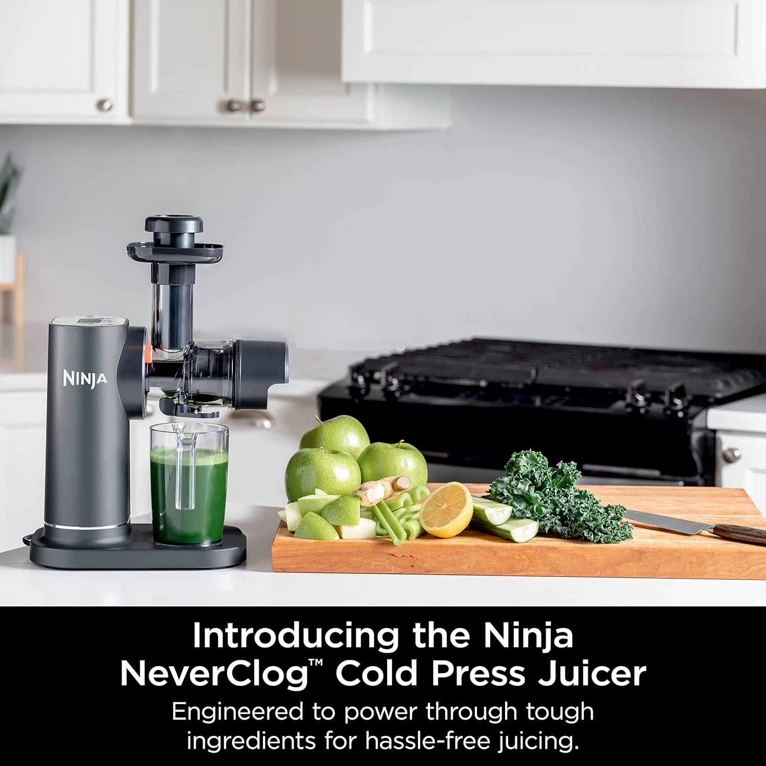 TorqueGrind JC151 NeverClog Cold Press Juicer, Powerful Slow Juicer with Total Pulp Control, Countertop, Electric, 2 Pulp Functions, Dishwasher Safe, 2nd Generation, Charcoal