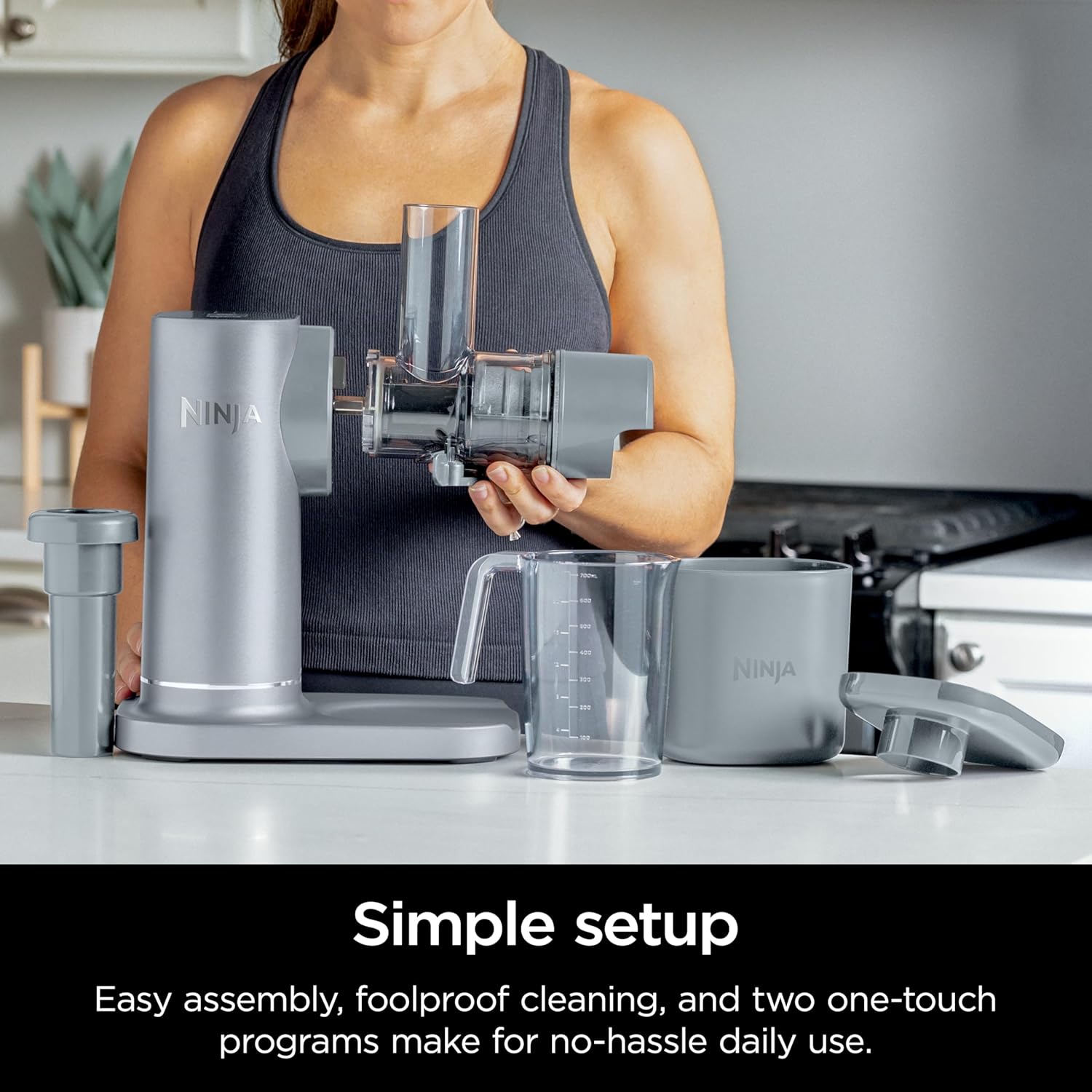 TorqueGrind JC151 NeverClog Cold Press Juicer, Powerful Slow Juicer with Total Pulp Control, Countertop, Electric, 2 Pulp Functions, Dishwasher Safe, 2nd Generation, Charcoal