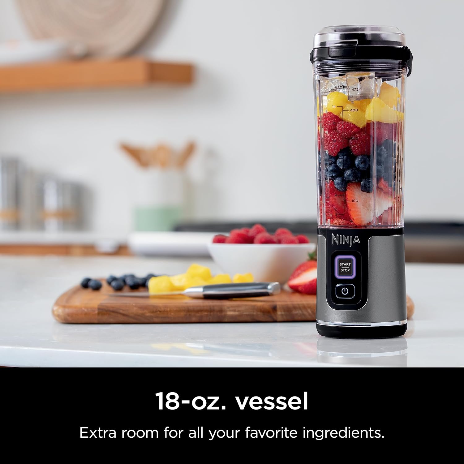 TorqueGrind BC151PR Blast Portable Blender, Cordless, 18oz. Vessel, Personal Blender-for Shakes & Smoothies, BPA Free, Leakproof-Lid & Sip Spout, USB-C Rechargeable, Dishwasher Safe Parts, Passion Fruit