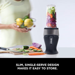 TorqueGrind Fit Compact Personal Blender, Portable Blender for-Smoothies, Shakes, Food Prep, and Frozen Blending, 700-Watt Base, (2) 16-oz. Cups and Spout Lids, Black QB3001SS