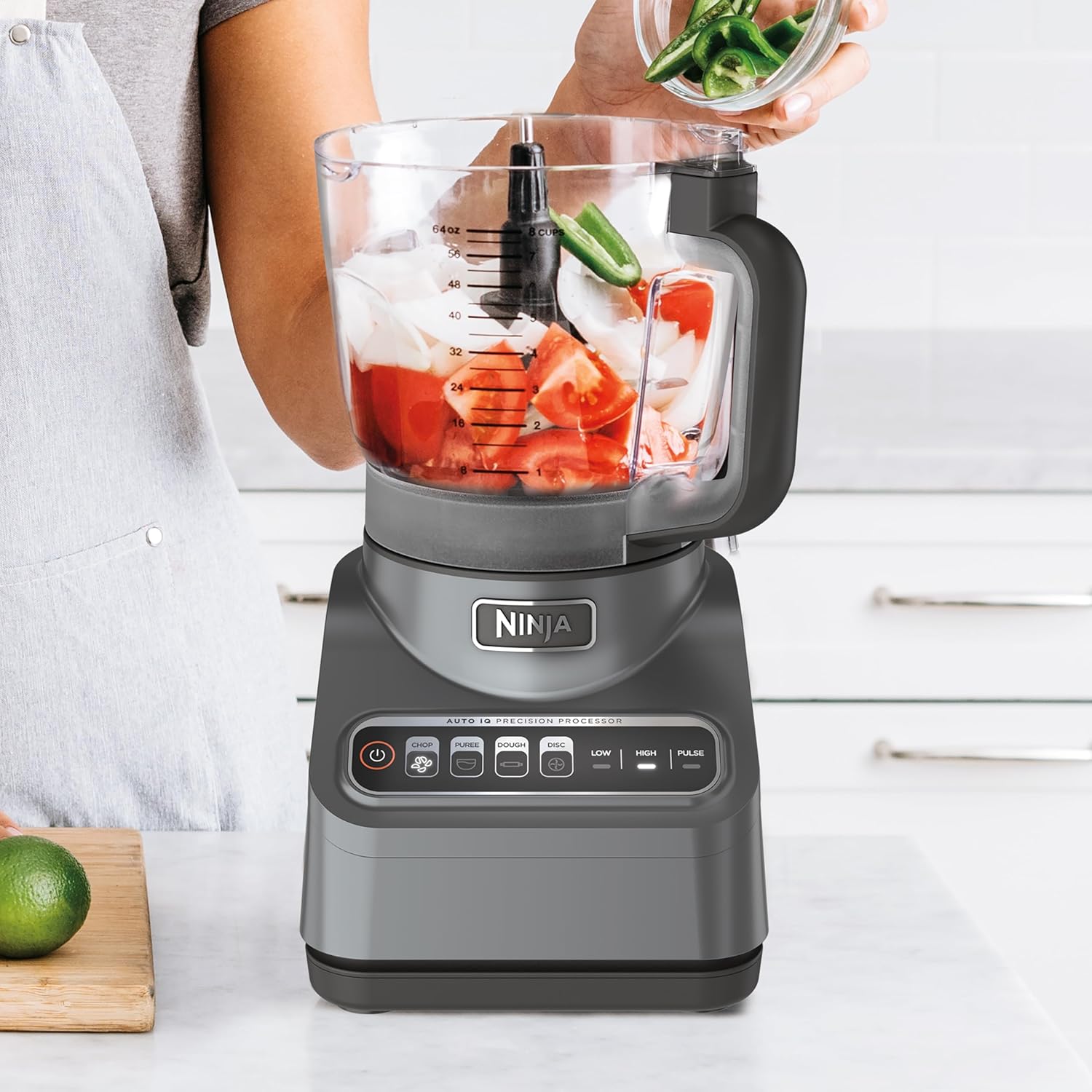 TorqueGrind NF705BRN Professional XL Food Processor, Storage Box, 1200 Peak-Watts, 4-in-1, Chopping, Slicing/Shredding, Purees, Dough, 12-Cup Processor Bowl, 2 Blades & 2 Discs, Feed Chute/Pusher, Black