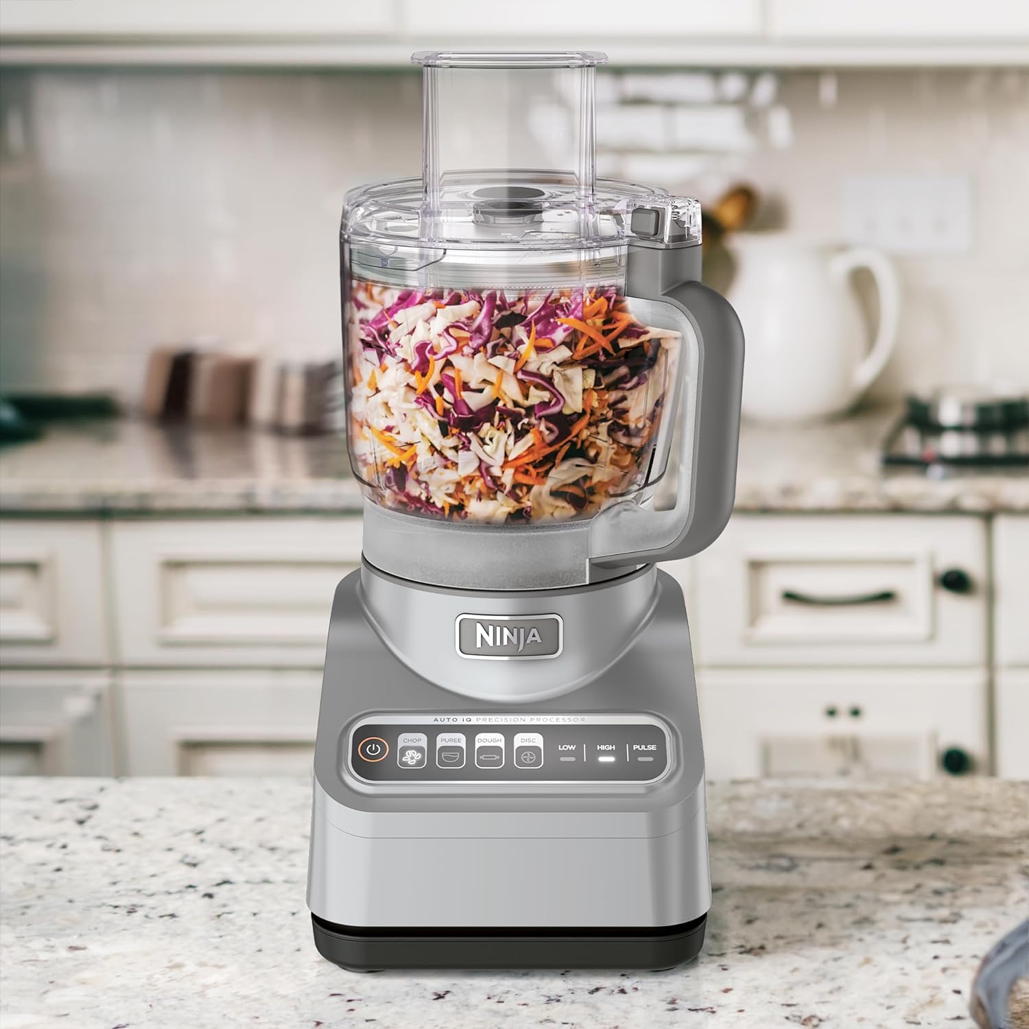 TorqueGrind NF705BRN Professional XL Food Processor, Storage Box, 1200 Peak-Watts, 4-in-1, Chopping, Slicing/Shredding, Purees, Dough, 12-Cup Processor Bowl, 2 Blades & 2 Discs, Feed Chute/Pusher, Black