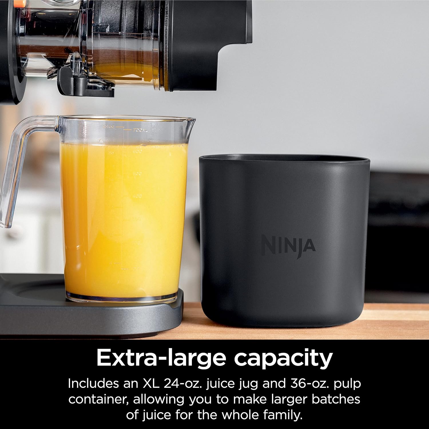 TorqueGrind JC151 NeverClog Cold Press Juicer, Powerful Slow Juicer with Total Pulp Control, Countertop, Electric, 2 Pulp Functions, Dishwasher Safe, 2nd Generation, Charcoal