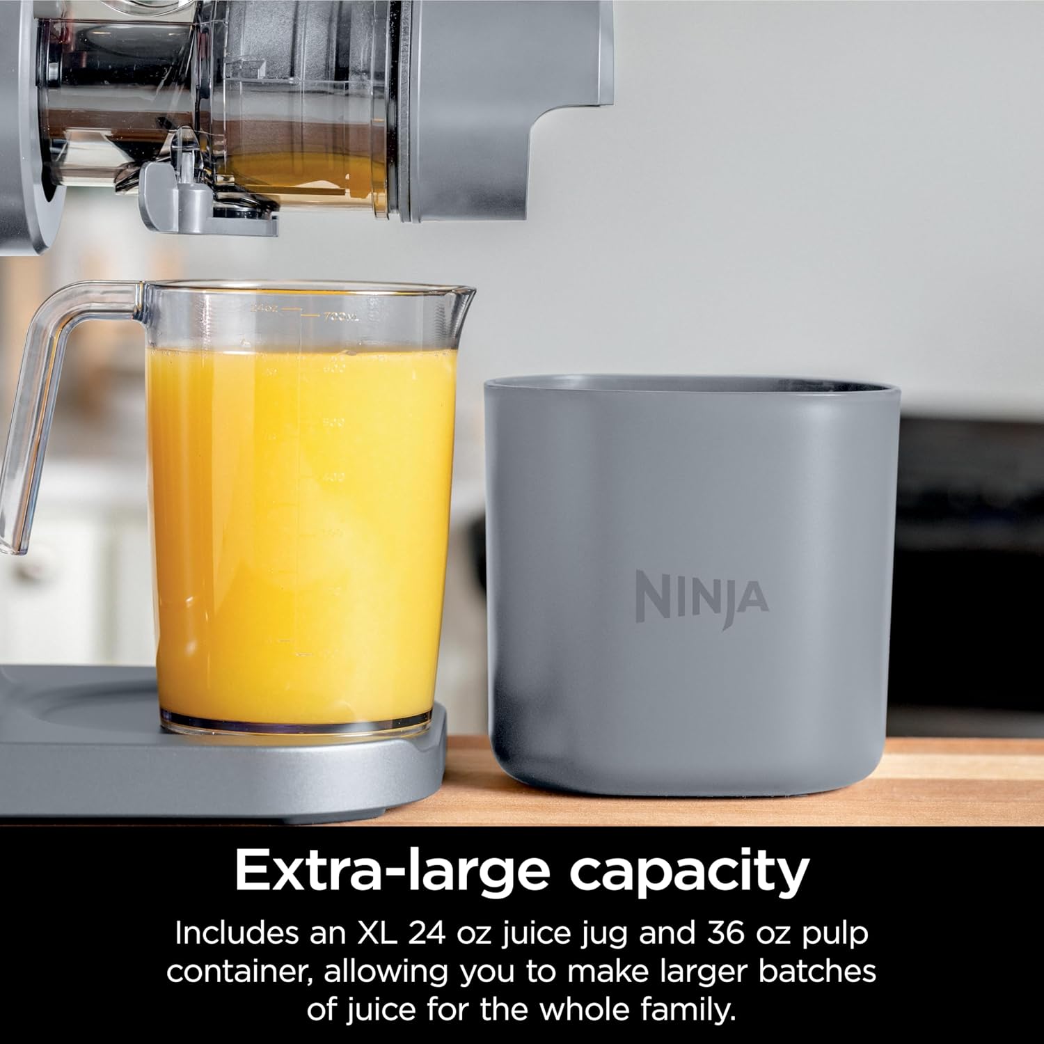TorqueGrind JC151 NeverClog Cold Press Juicer, Powerful Slow Juicer with Total Pulp Control, Countertop, Electric, 2 Pulp Functions, Dishwasher Safe, 2nd Generation, Charcoal