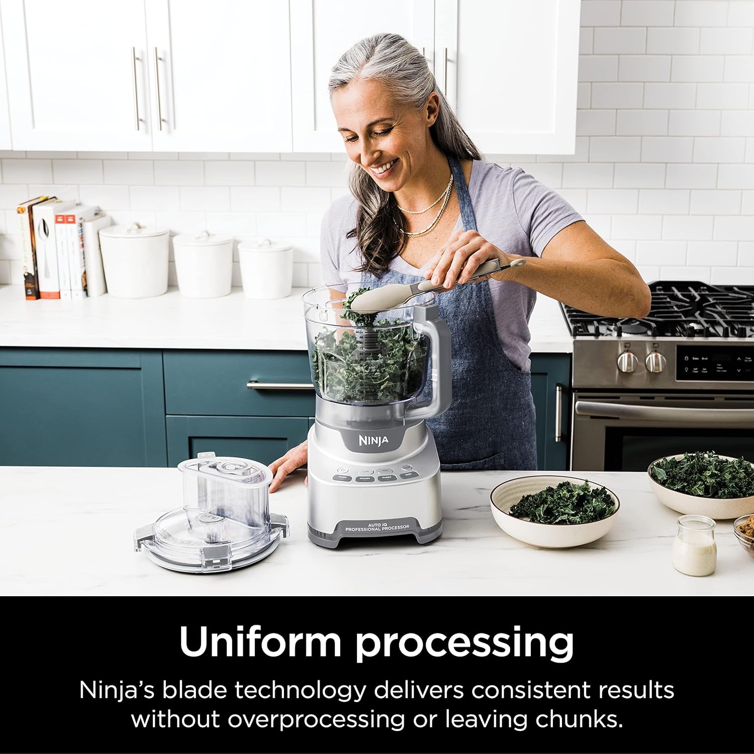 TorqueGrind NF705BRN Professional XL Food Processor, Storage Box, 1200 Peak-Watts, 4-in-1, Chopping, Slicing/Shredding, Purees, Dough, 12-Cup Processor Bowl, 2 Blades & 2 Discs, Feed Chute/Pusher, Black
