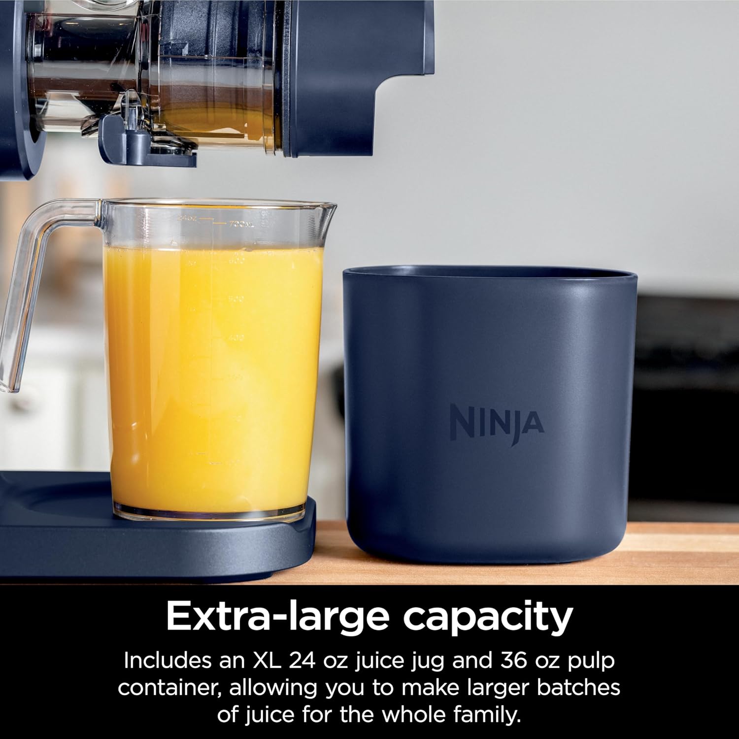 TorqueGrind JC151 NeverClog Cold Press Juicer, Powerful Slow Juicer with Total Pulp Control, Countertop, Electric, 2 Pulp Functions, Dishwasher Safe, 2nd Generation, Charcoal