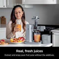 TorqueGrind JC151 NeverClog Cold Press Juicer, Powerful Slow Juicer with Total Pulp Control, Countertop, Electric, 2 Pulp Functions, Dishwasher Safe, 2nd Generation, Charcoal