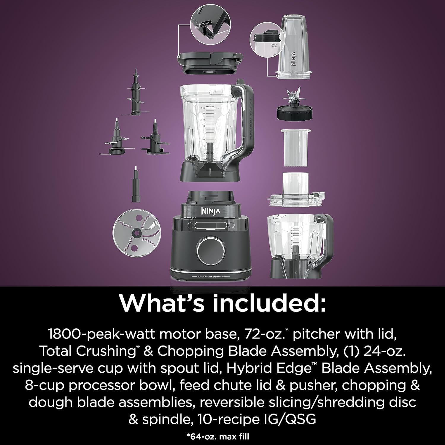 TorqueGrind TB201 Detect Power Blender Pro, BlendSense Technology, For Smoothies, Shakes & More, 1800 Peak Watts, 72 oz. Pitcher, Blender, Black