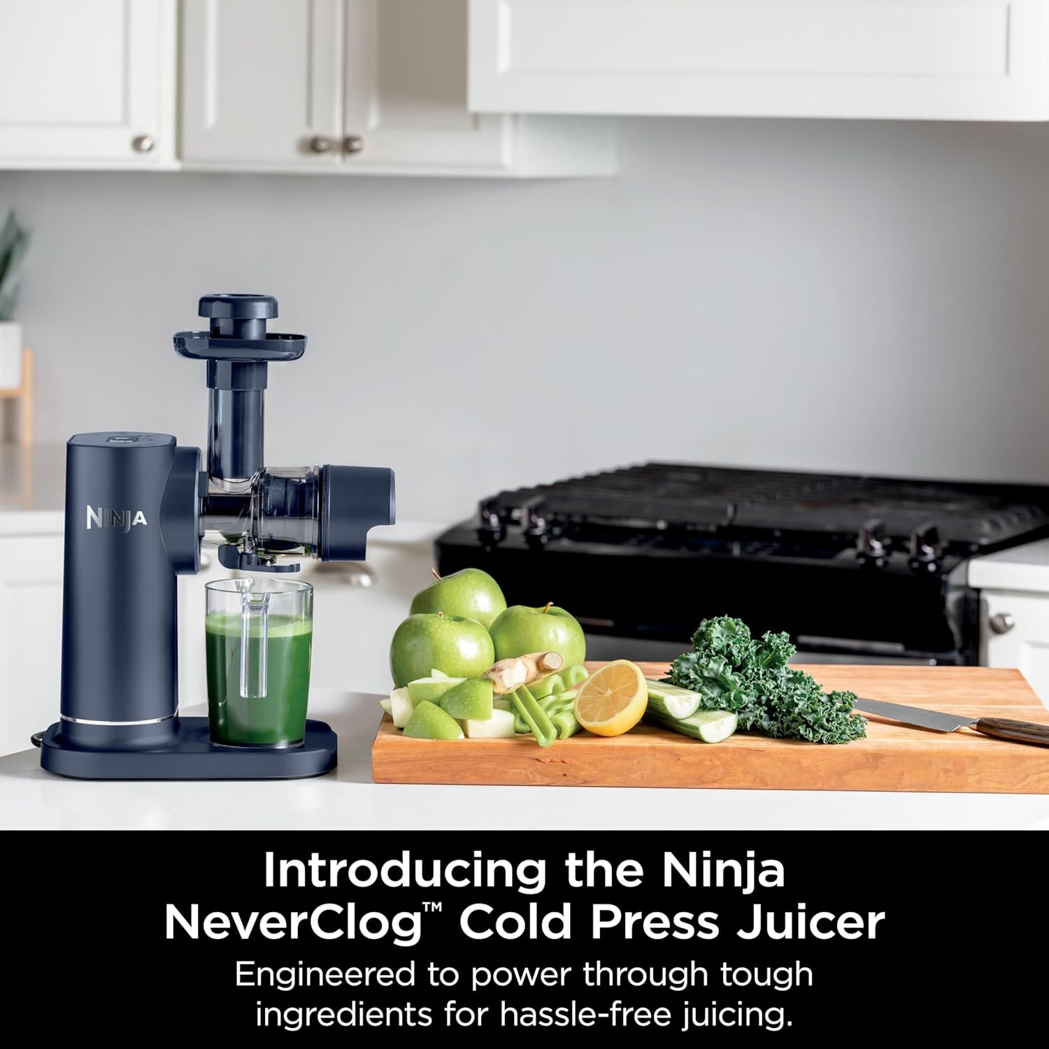 TorqueGrind JC151 NeverClog Cold Press Juicer, Powerful Slow Juicer with Total Pulp Control, Countertop, Electric, 2 Pulp Functions, Dishwasher Safe, 2nd Generation, Charcoal