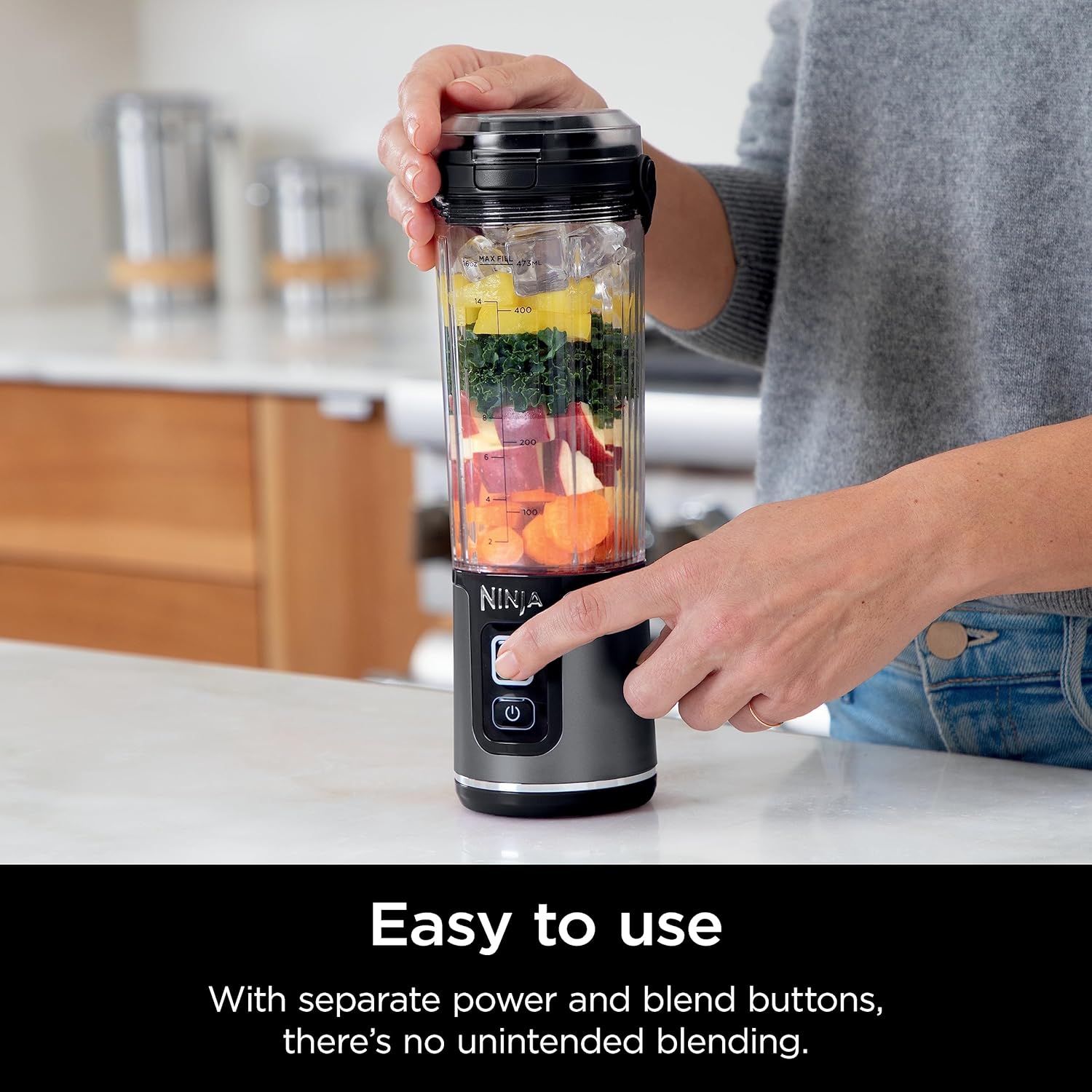 TorqueGrind BC151PR Blast Portable Blender, Cordless, 18oz. Vessel, Personal Blender-for Shakes & Smoothies, BPA Free, Leakproof-Lid & Sip Spout, USB-C Rechargeable, Dishwasher Safe Parts, Passion Fruit
