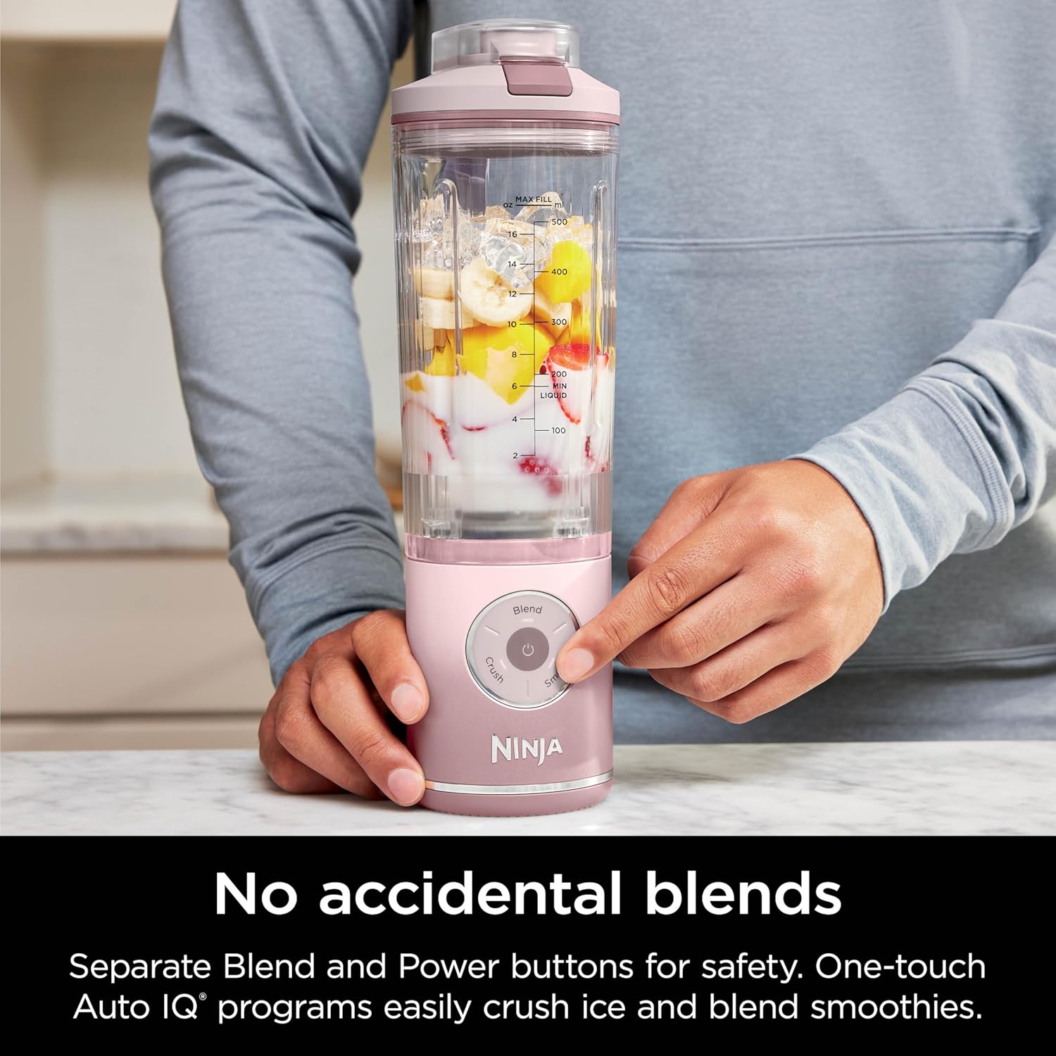 TorqueGrind Blast Max, Portable Blender + Twist & Go, Personal Blender, Ninja Blender, Smoothie, Blend, Ice Crush, 3 Programs, Cordless, 22 oz removable Vessel, Dishwasher Safe, Leakproof, Navy, BC251NV