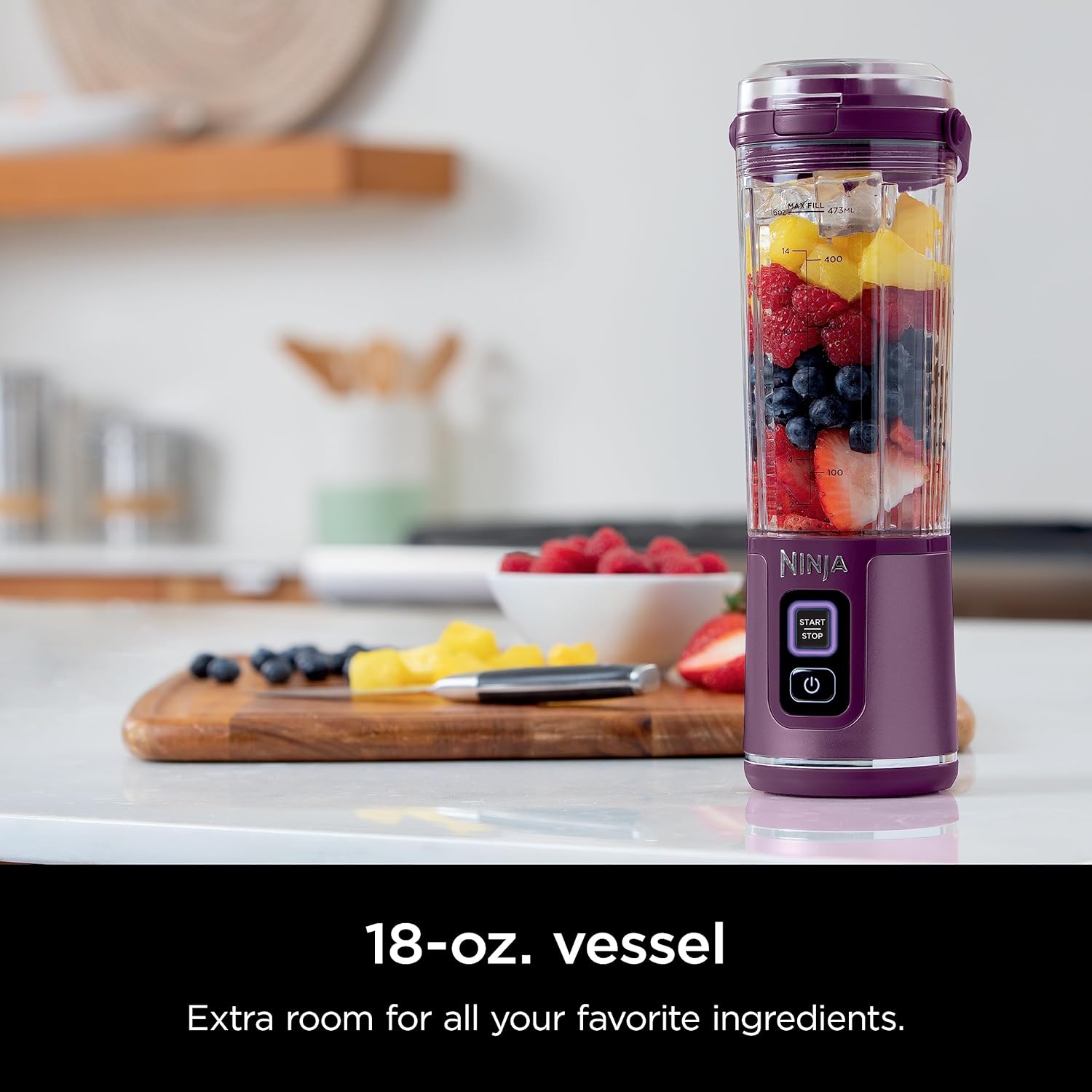 TorqueGrind BC151PR Blast Portable Blender, Cordless, 18oz. Vessel, Personal Blender-for Shakes & Smoothies, BPA Free, Leakproof-Lid & Sip Spout, USB-C Rechargeable, Dishwasher Safe Parts, Passion Fruit