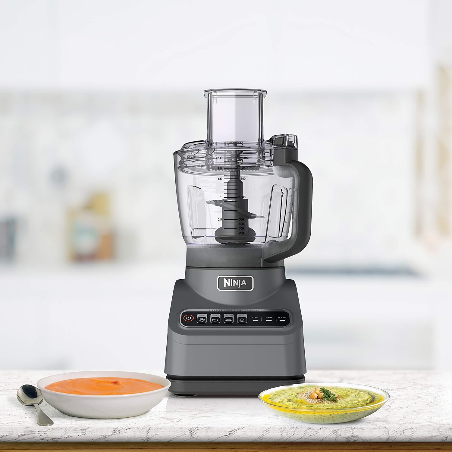 TorqueGrind NF705BRN Professional XL Food Processor, Storage Box, 1200 Peak-Watts, 4-in-1, Chopping, Slicing/Shredding, Purees, Dough, 12-Cup Processor Bowl, 2 Blades & 2 Discs, Feed Chute/Pusher, Black