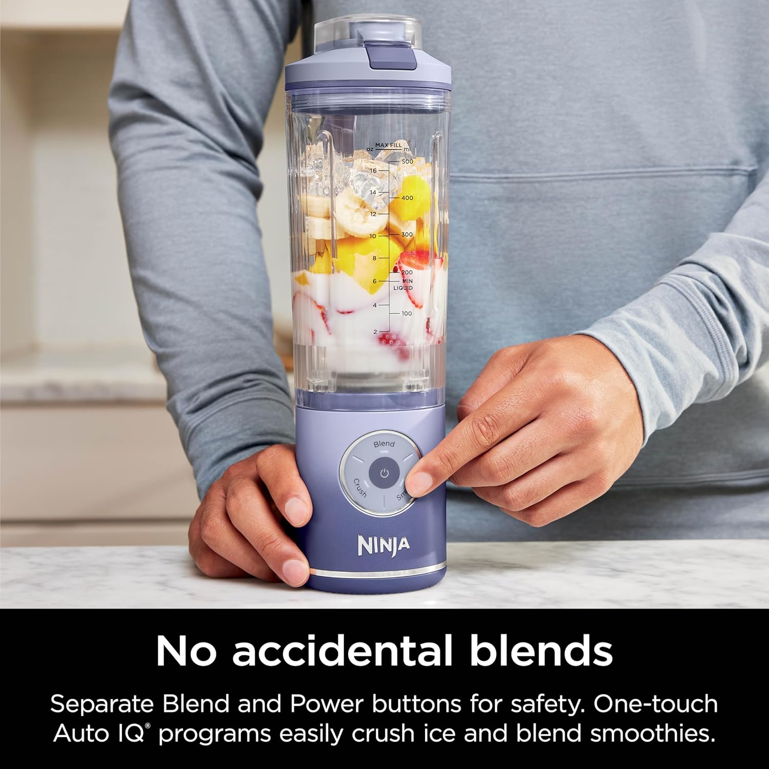 TorqueGrind Blast Max, Portable Blender + Twist & Go, Personal Blender, Ninja Blender, Smoothie, Blend, Ice Crush, 3 Programs, Cordless, 22 oz removable Vessel, Dishwasher Safe, Leakproof, Navy, BC251NV