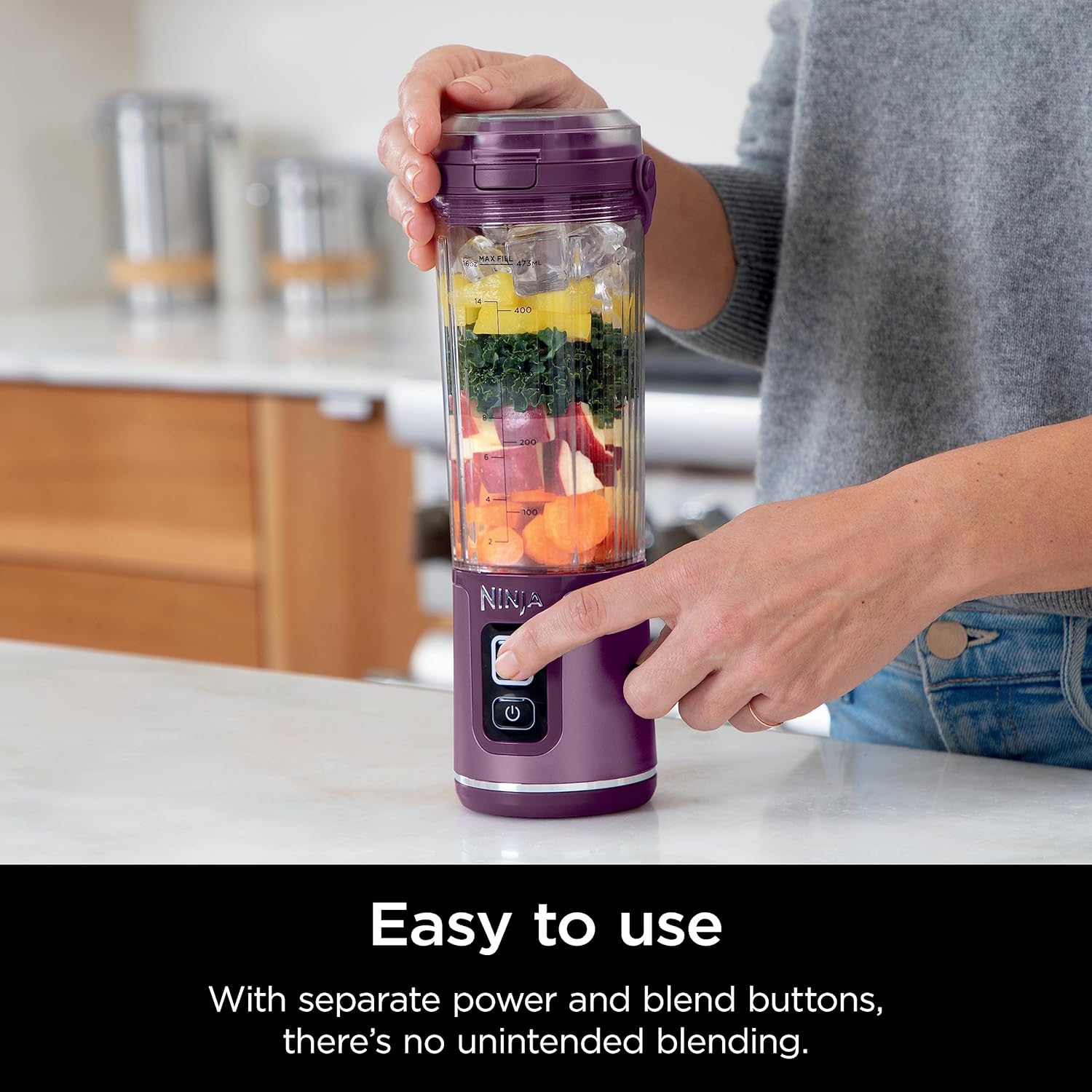 TorqueGrind BC151PR Blast Portable Blender, Cordless, 18oz. Vessel, Personal Blender-for Shakes & Smoothies, BPA Free, Leakproof-Lid & Sip Spout, USB-C Rechargeable, Dishwasher Safe Parts, Passion Fruit