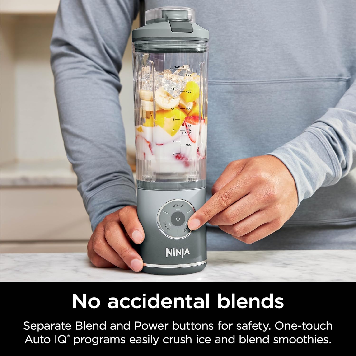 TorqueGrind Blast Max, Portable Blender + Twist & Go, Personal Blender, Ninja Blender, Smoothie, Blend, Ice Crush, 3 Programs, Cordless, 22 oz removable Vessel, Dishwasher Safe, Leakproof, Navy, BC251NV