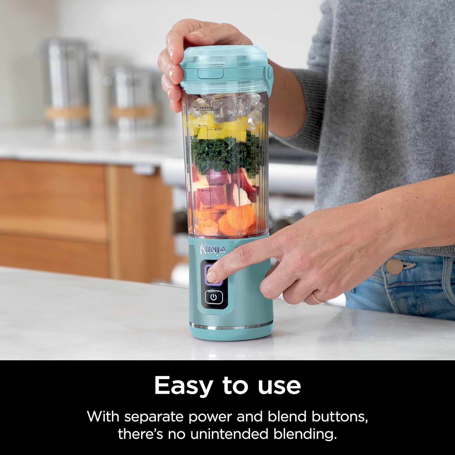 TorqueGrind BC151PR Blast Portable Blender, Cordless, 18oz. Vessel, Personal Blender-for Shakes & Smoothies, BPA Free, Leakproof-Lid & Sip Spout, USB-C Rechargeable, Dishwasher Safe Parts, Passion Fruit