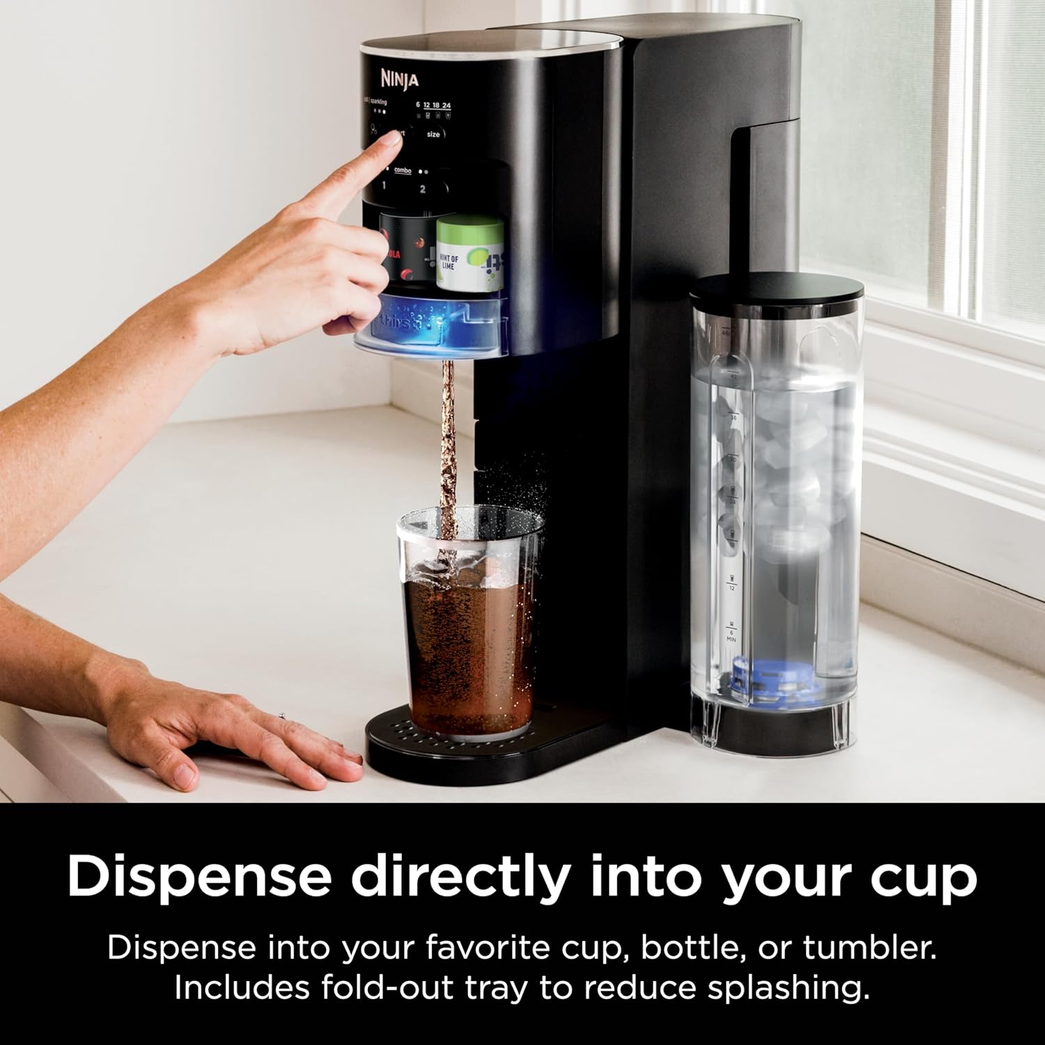 TorqueGrind Thirsti Drink System, Soda Maker, Create Unique Sparkling & Still Drinks, Personalize Size & Flavor, Carbonated Water Machine, 60L CO2 Cylinder & Variety of Flavored Water Drops, Black WC1001