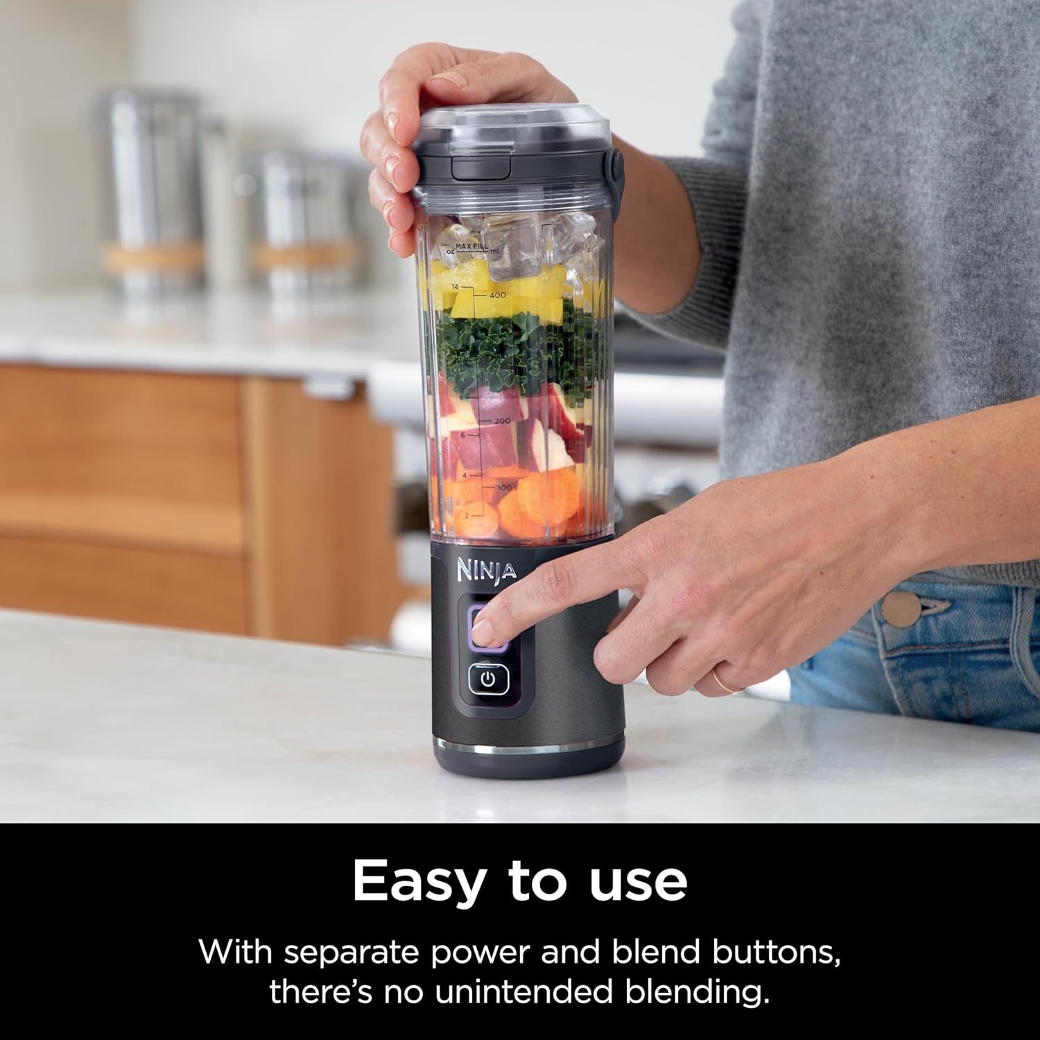 TorqueGrind BC151PR Blast Portable Blender, Cordless, 18oz. Vessel, Personal Blender-for Shakes & Smoothies, BPA Free, Leakproof-Lid & Sip Spout, USB-C Rechargeable, Dishwasher Safe Parts, Passion Fruit