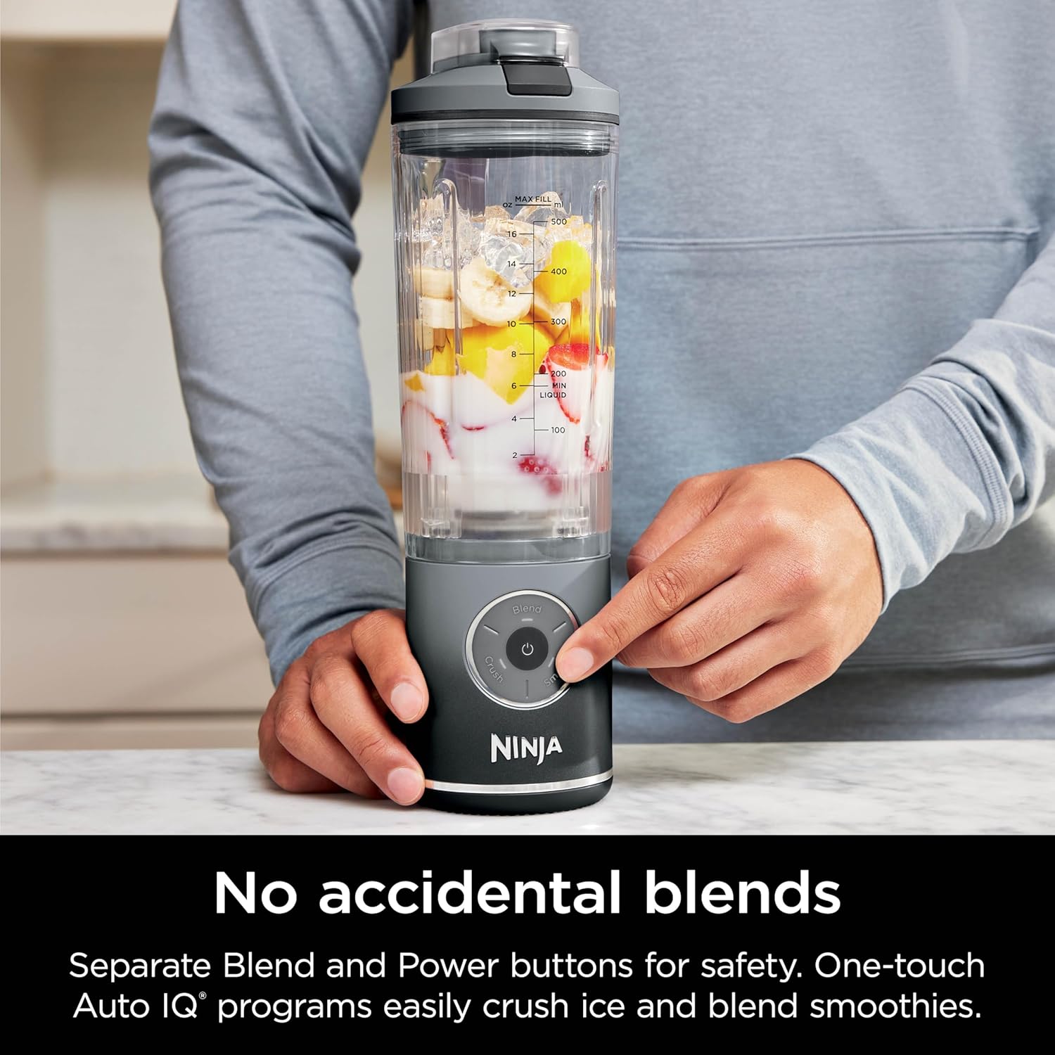 TorqueGrind Blast Max, Portable Blender + Twist & Go, Personal Blender, Ninja Blender, Smoothie, Blend, Ice Crush, 3 Programs, Cordless, 22 oz removable Vessel, Dishwasher Safe, Leakproof, Navy, BC251NV