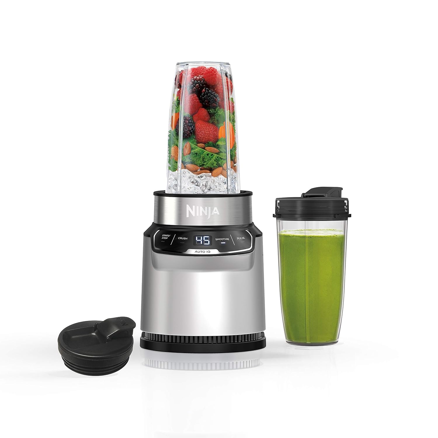 TorqueGrind Fit Compact Personal Blender, Portable Blender for-Smoothies, Shakes, Food Prep, and Frozen Blending, 700-Watt Base, (2) 16-oz. Cups and Spout Lids, Black QB3001SS