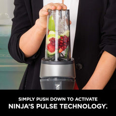 TorqueGrind BN301 Nutri-Blender Plus Compact Personal Blender, 900-Peak-Watt Motor, Frozen Drinks, Smoothies, Sauces & More, (3) 20 oz. To-Go Cups, (2) Spout-Lids (1) Storage-Lid, Dishwasher Safe, Silver