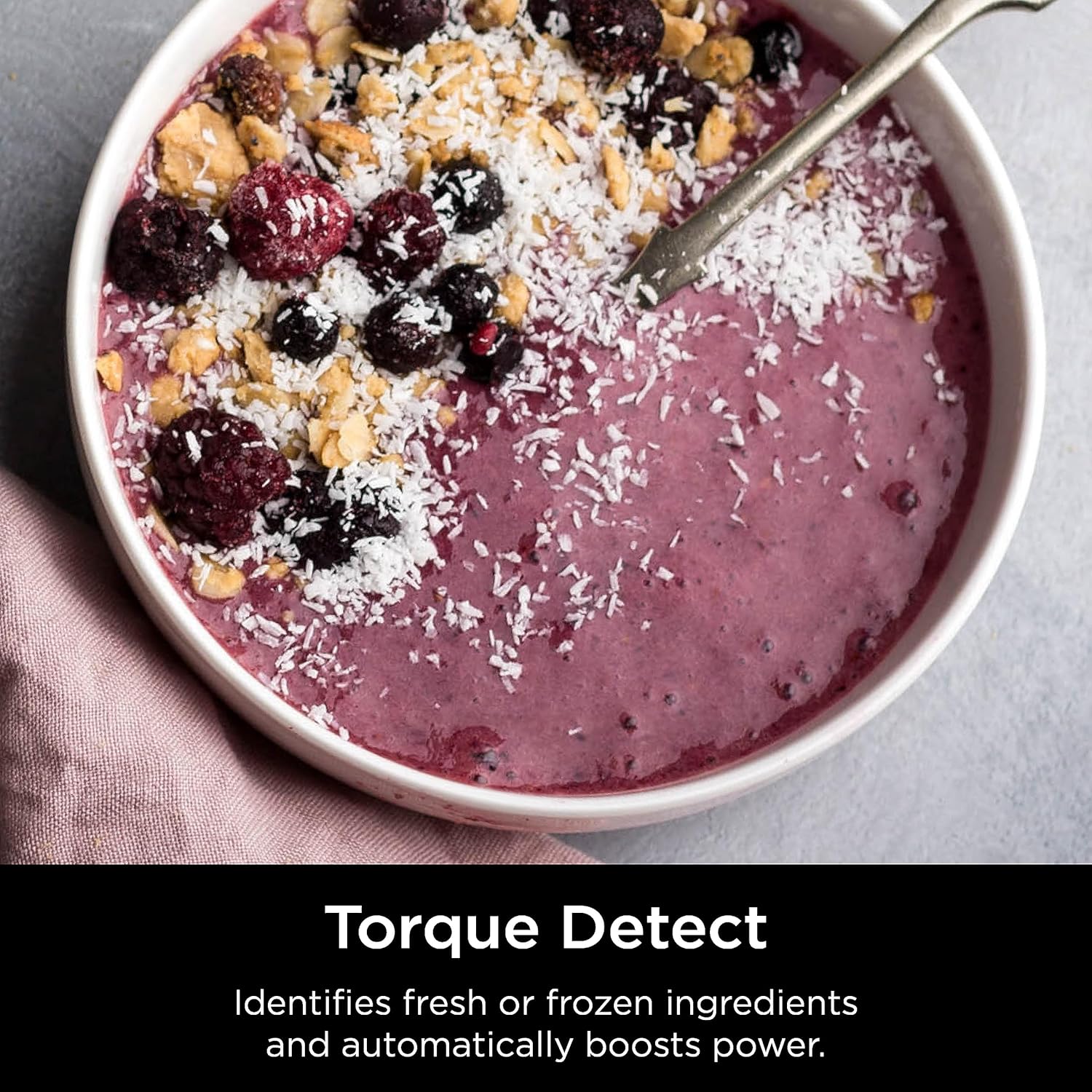 TorqueGrind TB201 Detect Power Blender Pro, BlendSense Technology, For Smoothies, Shakes & More, 1800 Peak Watts, 72 oz. Pitcher, Blender, Black
